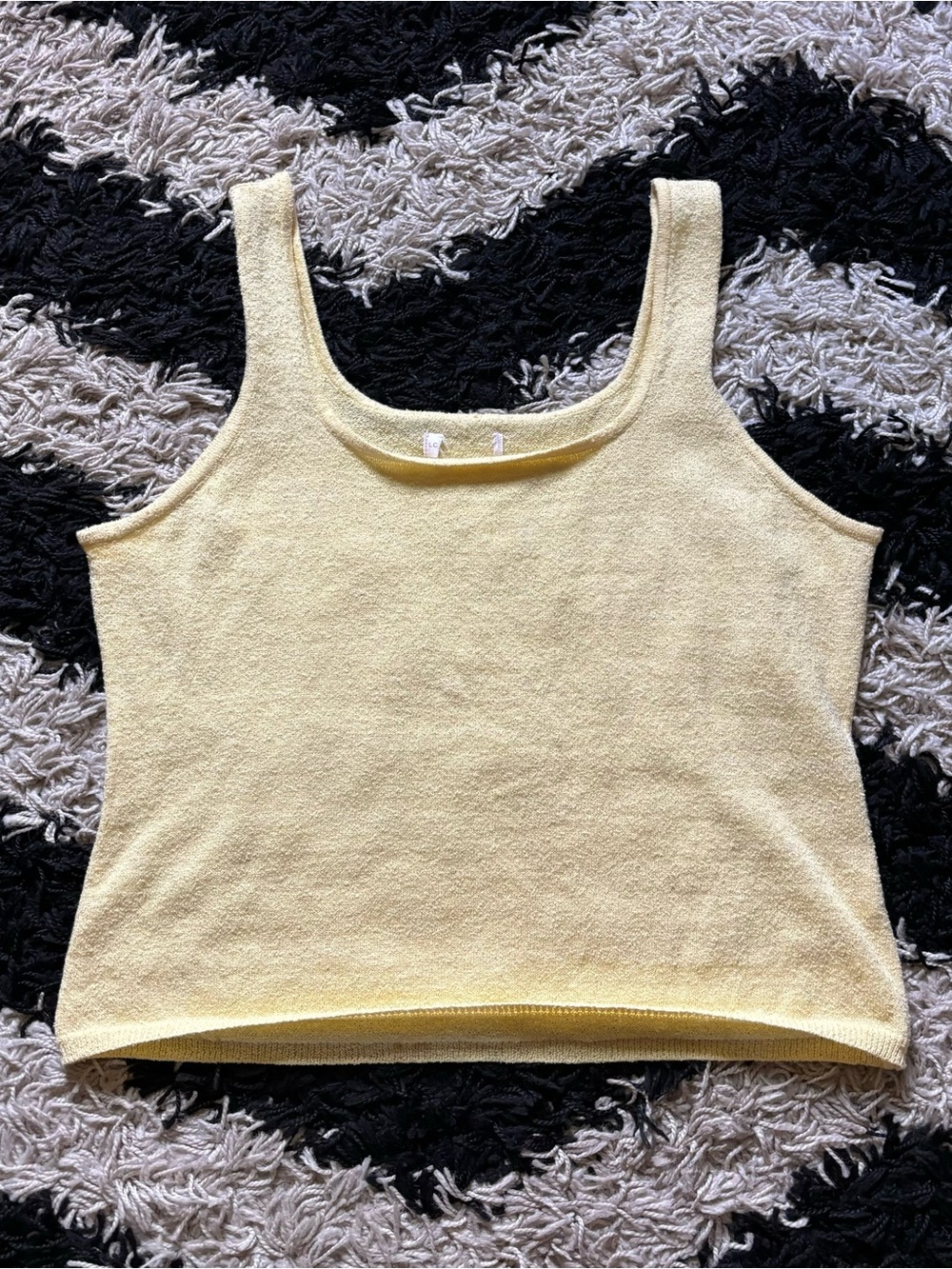 Lauren Conrad Butter Yellow Knit Textured Crop Fit Tank Top